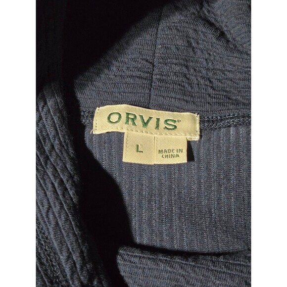 Women's Orvis Funnel Cowl Neck Textured Sweatshirt Navy Blue Size Large - Picture 3 of 6